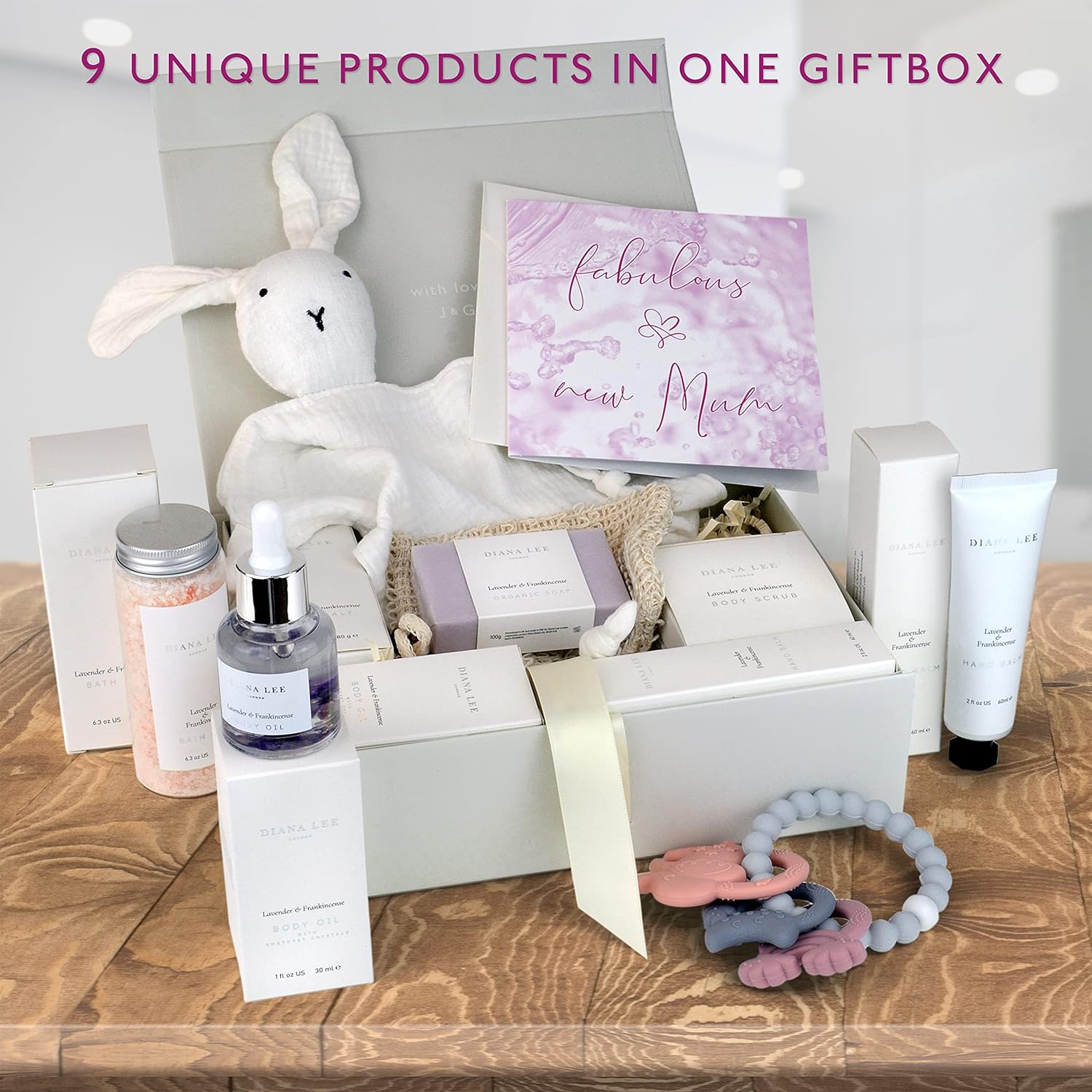 New Mom Gift Basket - 9 Luxury Baby Shower Gifts for mom to be and Baby Essentials for Newborn. Post partum self Care Package for Pregnant Women with New mom Gifts for Women and Gifts for Babies. - Image 2